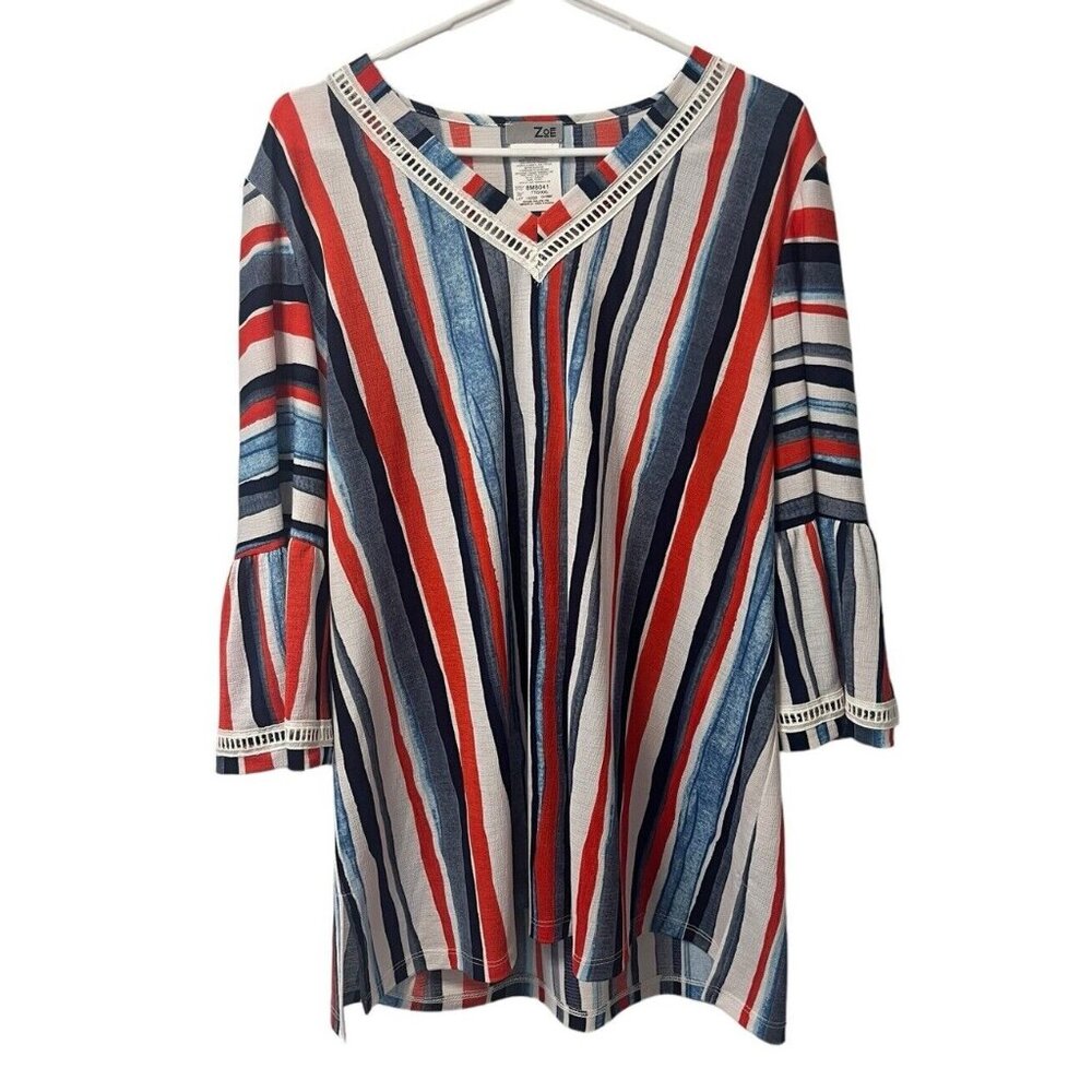 Zoe Tunic Top SIze XXL Colorful Lightweight Summer Bell Sleeves Preppy Travel